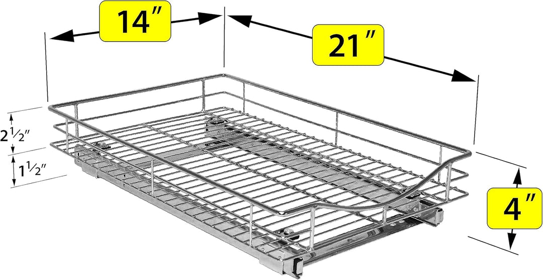 Lynk Chrom Organizer – ausziehbares Regal unter dem Schrank, Legierter Stahl, 14" W x 21" D, 14" W x
