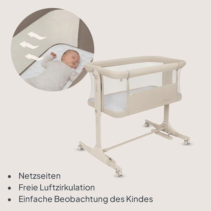Lionelo Pari Beistellbett 3in1, 6-Fach höhenverstellbar mit Neigungsverstellung für Boxspringbett, a