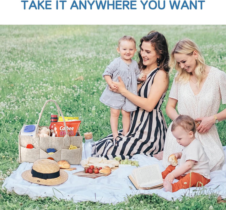 Maliton Wickeltisch Organizer，Baby Windel Caddy Newborn Essentials ，Robuster Tragbarer Filztasche, B