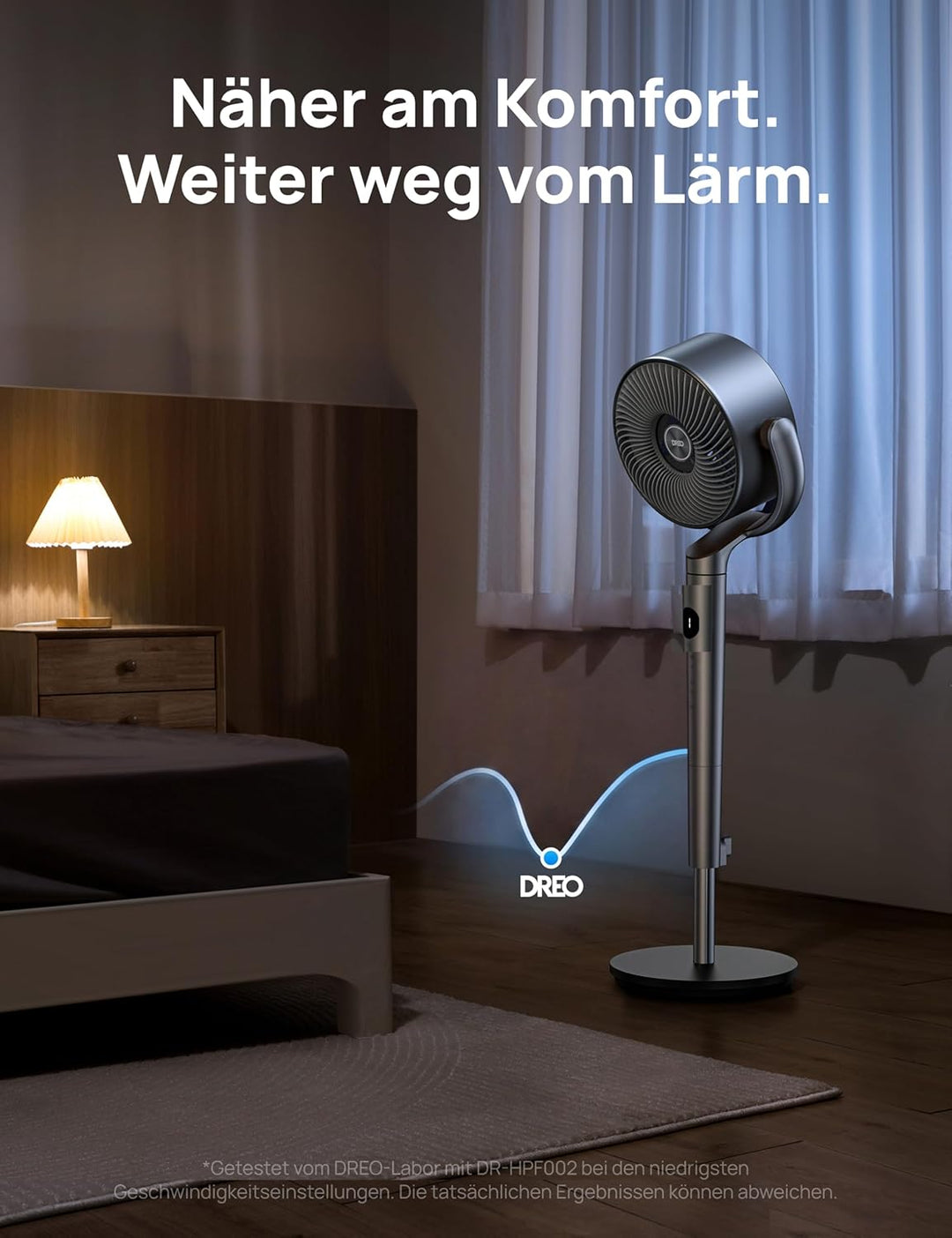 Dreo 23dB leiser Standventilator, 120°+120° Omni-direktionale oszillierende Ventilator, 24M Windentf