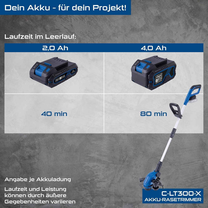 Scheppach Akku-Rasentrimmer C-LT300-X 20V Kantenschneider | Schnittbreite 300mm | Fadenlänge 3m | Hö