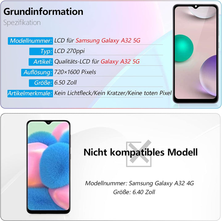 RongZy Display für Samsung Galaxy A32 5G A326 SM-A326B LCD Bildschirmersatz Digitizer Touchscreen Mo