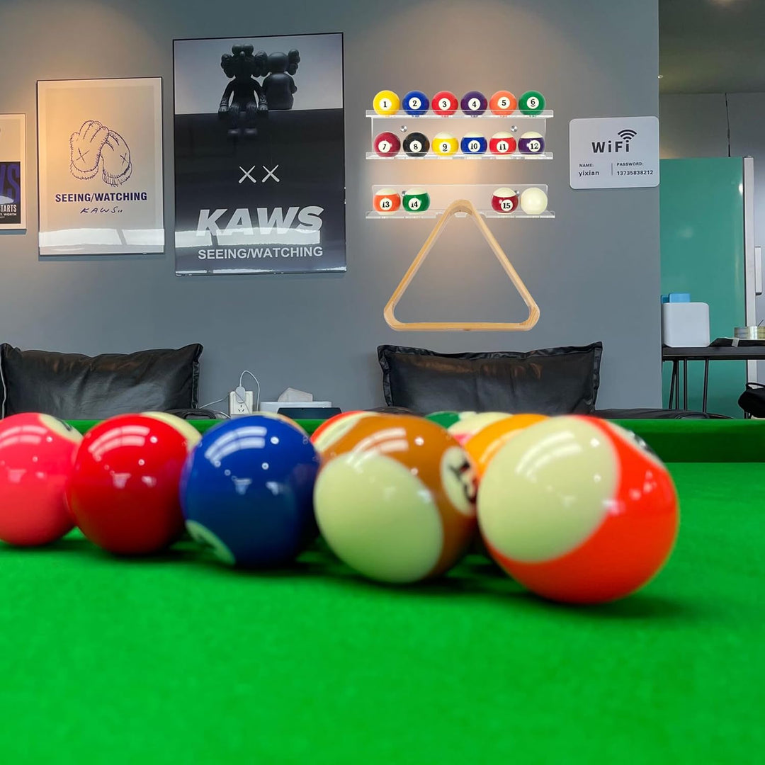 Acryl Pool Rack &amp; Ball Halter Wandhalterung für 16 Billard, Dreieck, Queuekugel