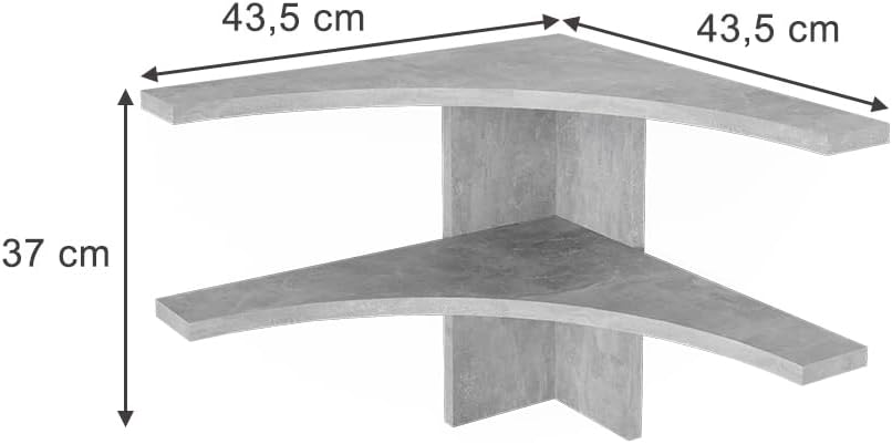Vicco Eckregal Roman, Beton, 43.5 x 37 cm, geeignet für platzsparende Ecklösungen im Essbereich Beto