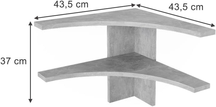 Vicco Eckregal Roman, Beton, 43.5 x 37 cm, geeignet für platzsparende Ecklösungen im Essbereich Beto