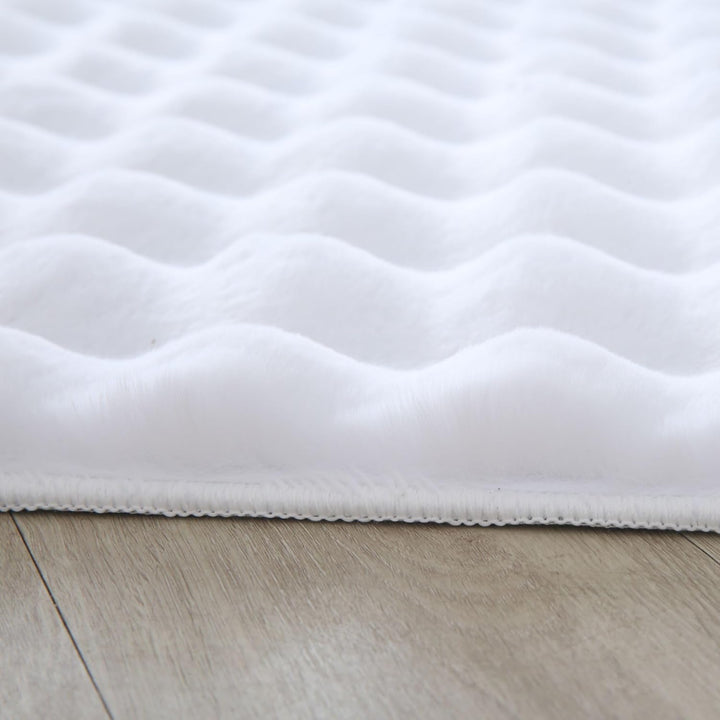 Carpetsale24 Teppich Wohnzimmer Moderne Einfarbig 3D Hoch-Tief Struktur Design Weiss 120 x 170 cm -