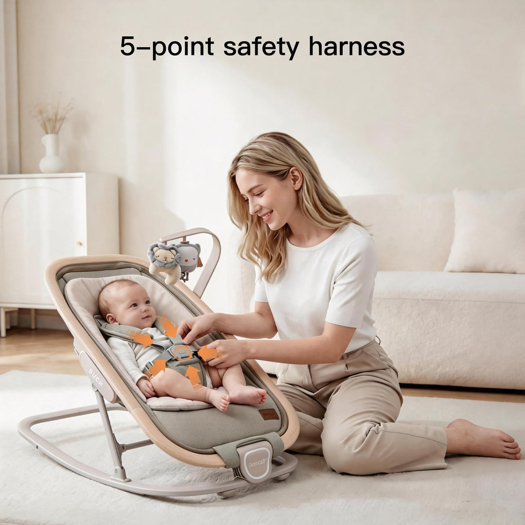 Gromast 2-in-1-Babywippe für Säuglinge, tragbare Babywippe mit 3 Liegepositionen und Reisetasche – G