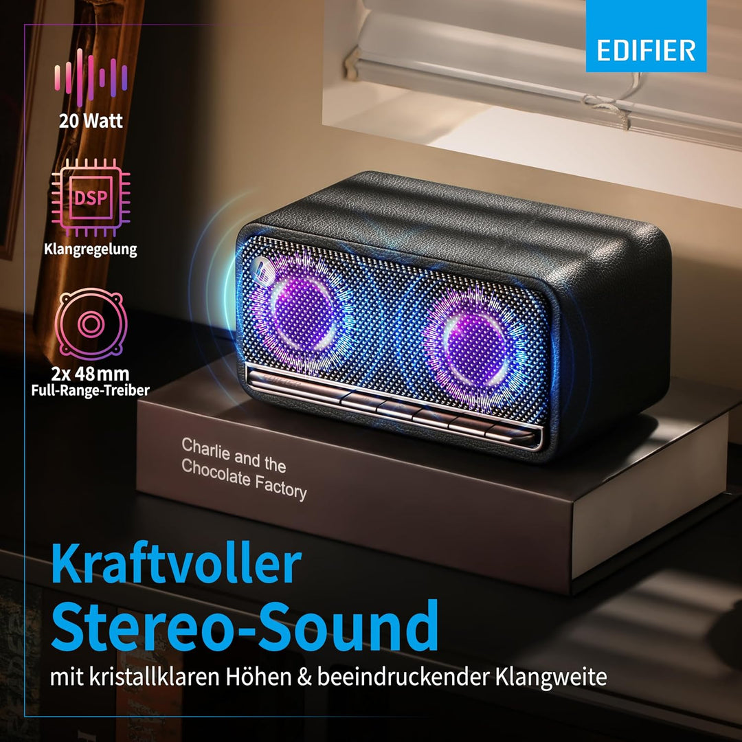 Edifier MP230 - Tragbarer Bluetooth-Lautsprecher im Retro-Design, kabellos. Wiedergabe über Bluetoot