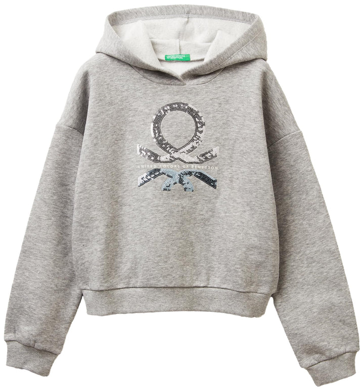 United Colors of Benetton Unisex Kinder Kapuzenpullover 170 Grau, 170 Grau