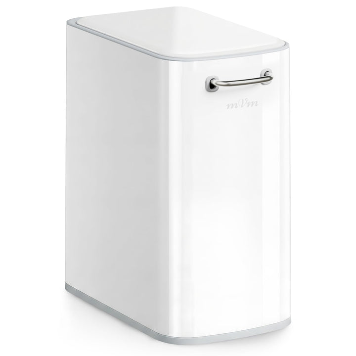 mVm Mülleimer Bad 6L, Abfalleimer Edelstahl, Handbetätigter, Weiss | Soft-Close, Herausnehmbarem Inn