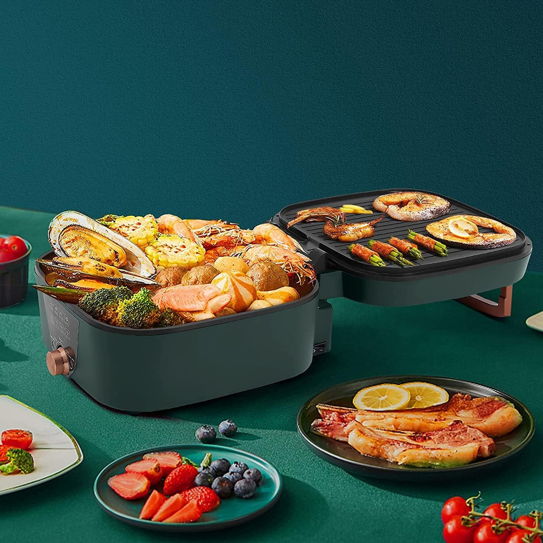 Uten Hot Pot Barbecue, 2 in1 Multifunktion Doppelbratpfanne Grill mit Antihaftbeschichteter Oberfläc