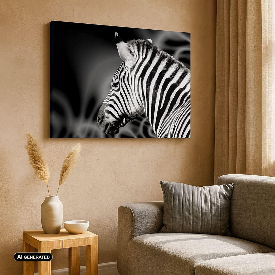 Bilder auf Leinwand Tier Zebra Streifen Leinwandbild mit Rahmen 70x50cm Wandbilder Dekoration Wohnzi