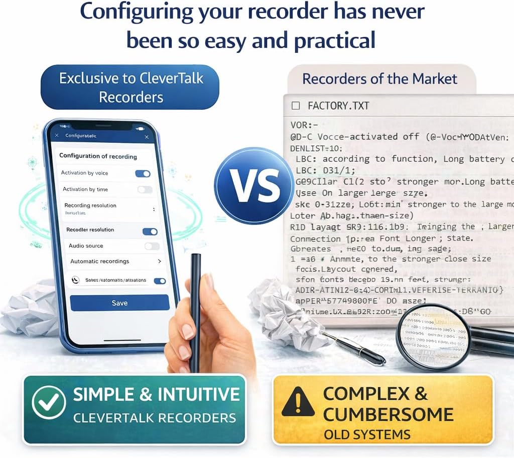 CleverTalk Q37 KI-Sprachrekorder | Sprachaktiviert | Mobile App, Mac & Windows + EU Cloud DSGVO | 64