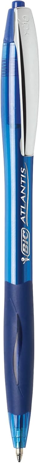 BIC Glide Druckkugelschreiber, mittlere Spitze (1,0 mm), blau, bequemer Gummigriff für glattes Schre
