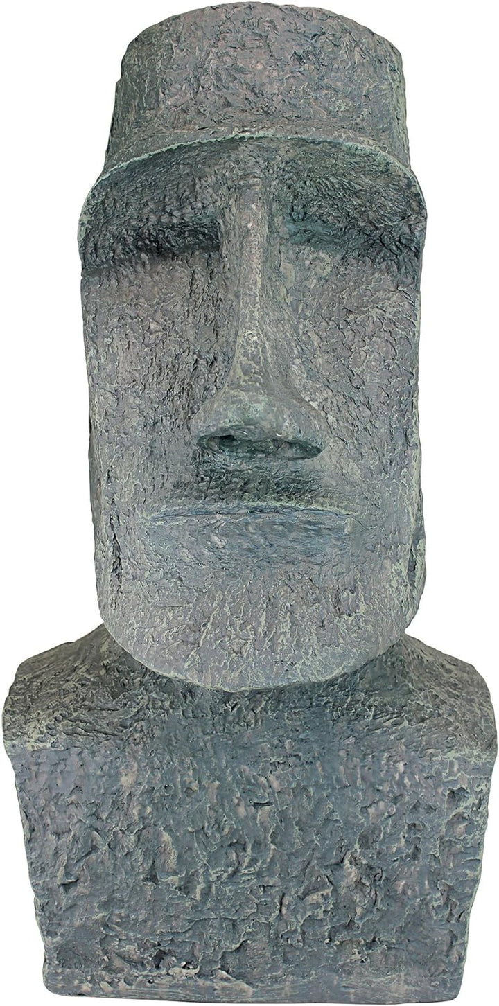 Design Toscano Osterinsel Ahu Akivi Moai Monolith Gartenstatue, Polyresin, steingrau, 33 x 31,8 x 62