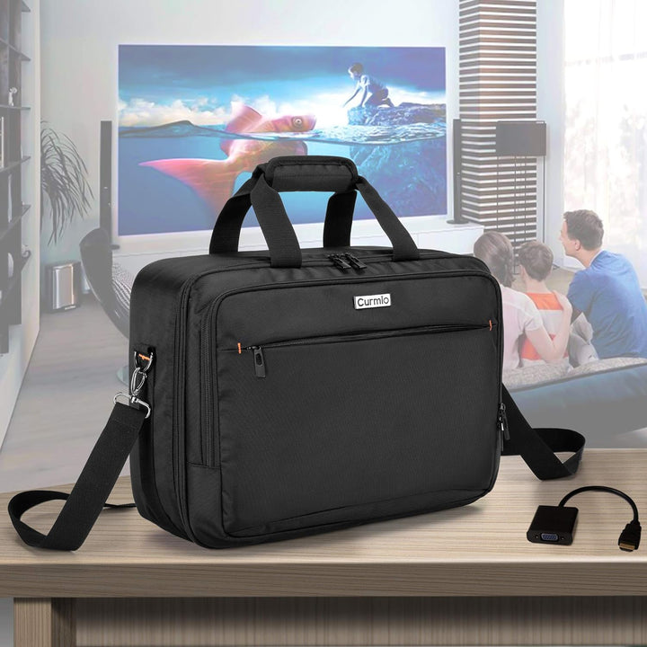CURMIO Beamertasche für Beamer, Projektor Reisetasche mit Separatem Fach für Laptop, Beamer Tasche f