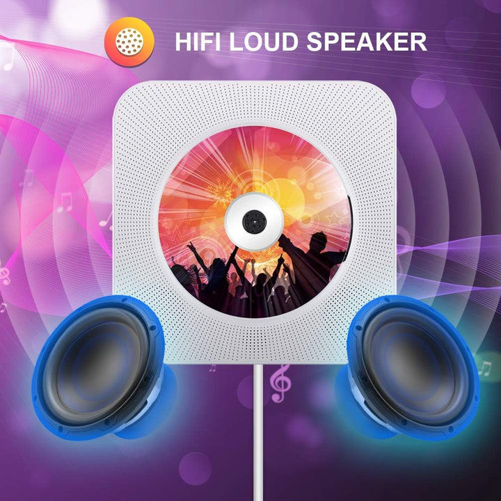 Tragbarer CD Player, Qoosea Wandmontierbar Bluetooth Eingebaute HiFi-Lautsprecher für Kinder, Music