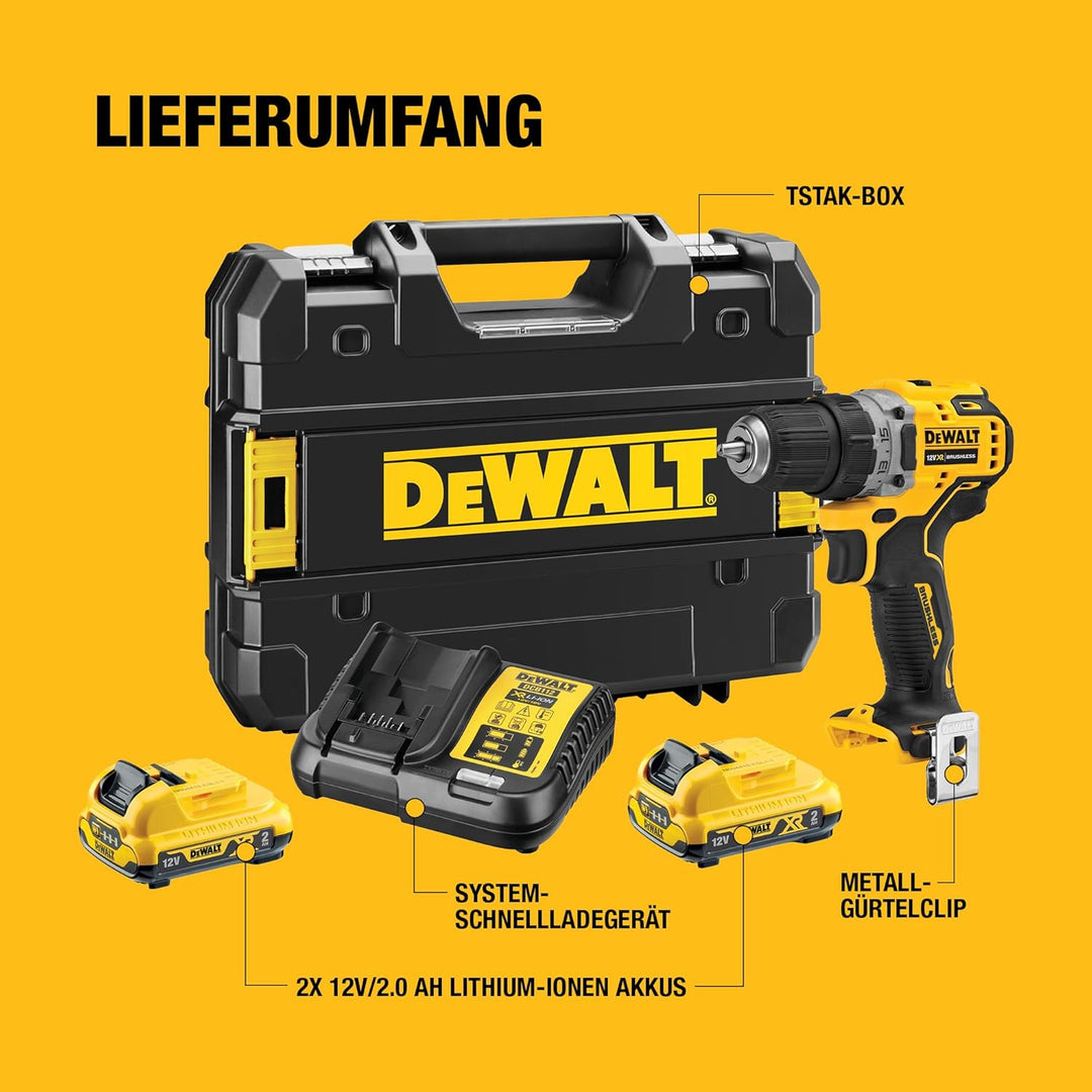 Dewalt 12 Volt Akku Bohrschrauber DCD701D2 (bürstenloser Motor, 15-Stufen Drehmomenteinstellung, 2-G