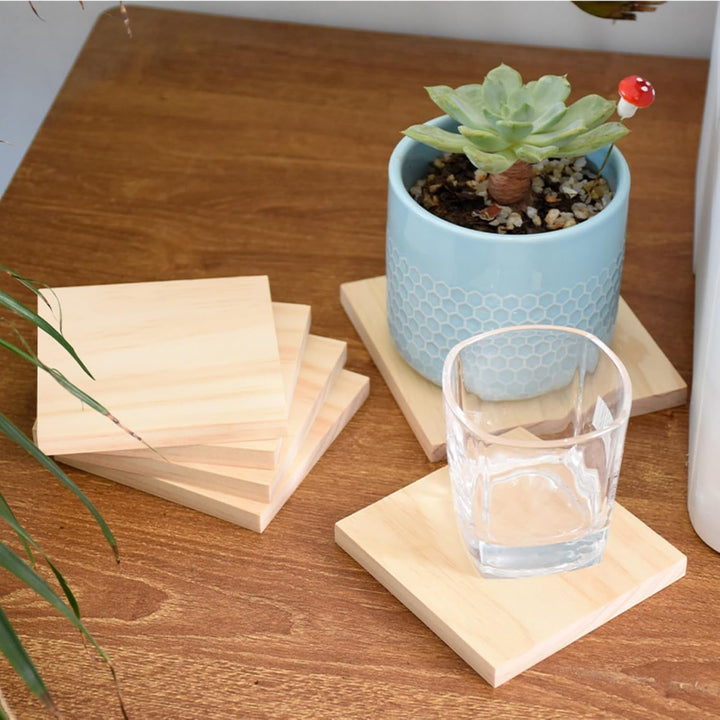 Unlackierte quadratische Holzblöcke zum Basteln, 15 x 15 x 2,5 cm, blanko, Kiefernholzbretter für Ho