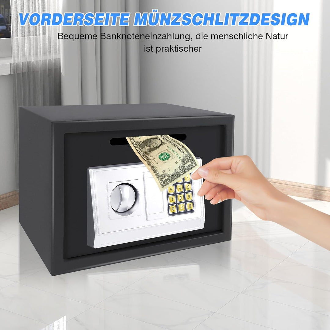 Tresor - Safe Tresor Feuerfest mit Zahlenschloss & 2×Notschlüssel - Digitaler Elektronischer Safe mi