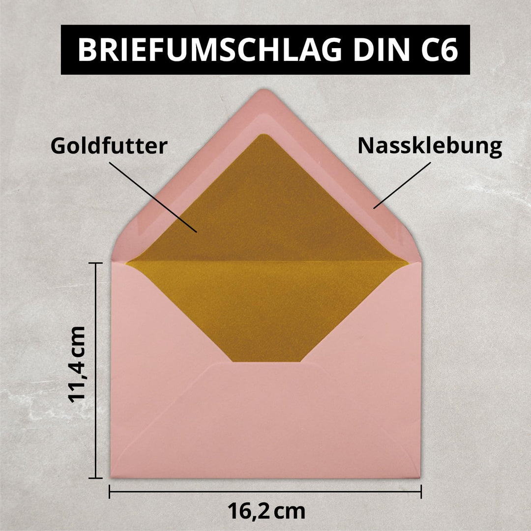 Kuverts in Altrosa - 100 Stück - Brief-Umschläge DIN C6-114 x 162 mm - 11,4 x 16,2 cm - Nassklebung
