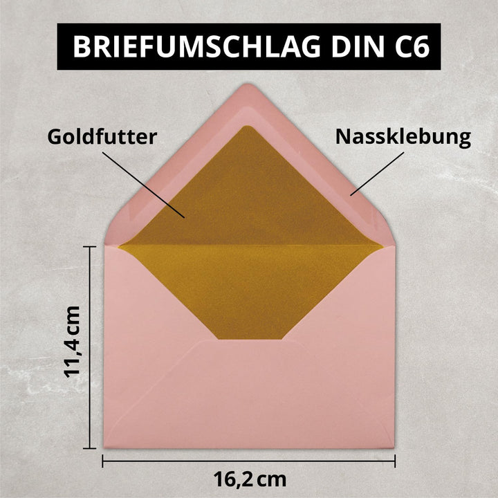 Kuverts in Altrosa - 75 Stück - Brief-Umschläge DIN C6-114 x 162 mm - 11,4 x 16,2 cm - Nassklebung -