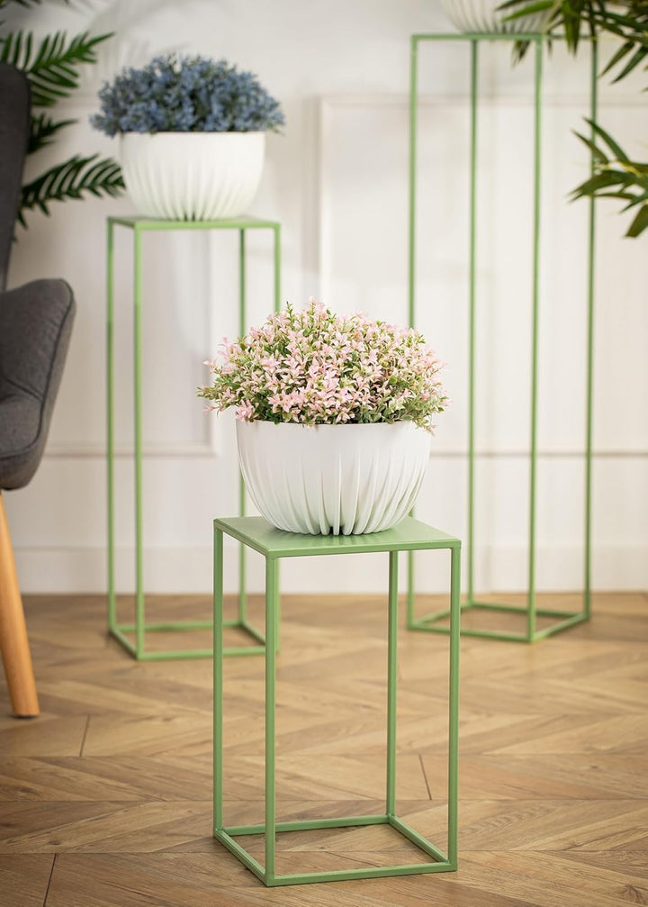 Blumenständer Metall Grün 40 cm Hoch - Solider und Robuster Blumenhocker Metall - Pflanzenständer fü