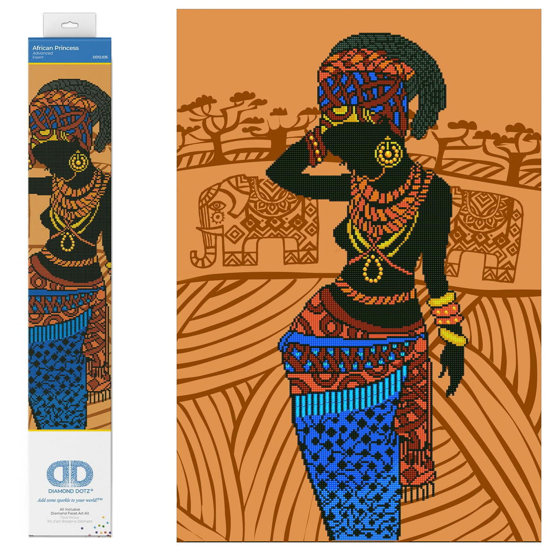 Diamond Dotz DD12-035 Afrikanische Prinzessin, ca. 52 x 76 cm gross, Diamond Painting, Malen mit Dia