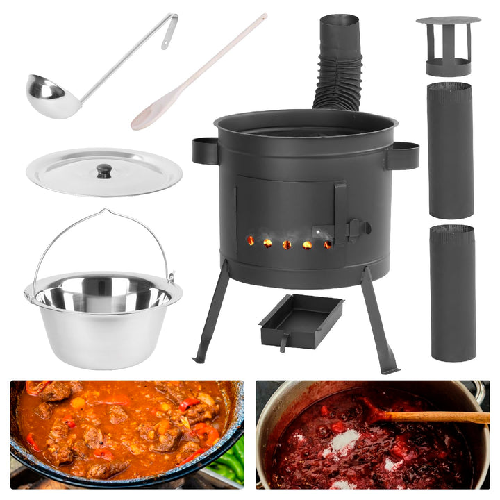 Gulaschkanone | Gulaschkessel mit deckel 13L, Schöpfkelle,Rührlöffel | UTSCHAK PARTYSET | kesselgula