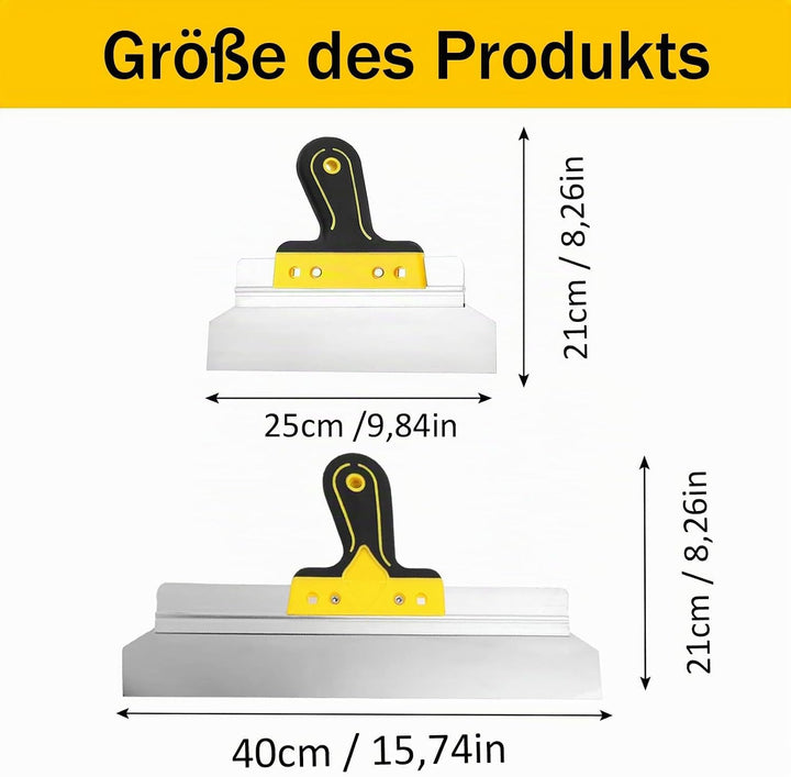 Trockenbau Spachtel Set, 2 Stück 250mm 400mm Kittmesser Flächenspachtel Spachtel Set, Edelstahl Fläc