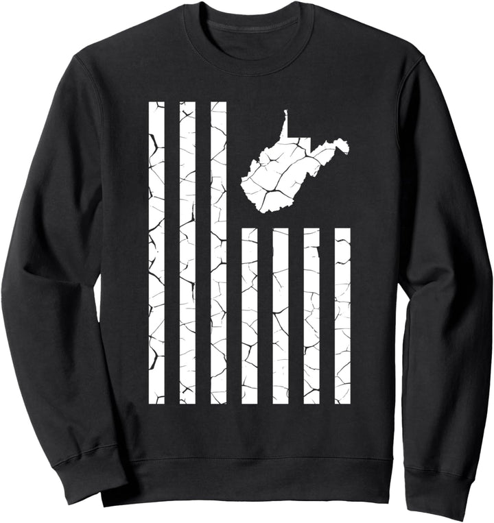 West Virginia Cracked American Flag State Pride Sweatshirt