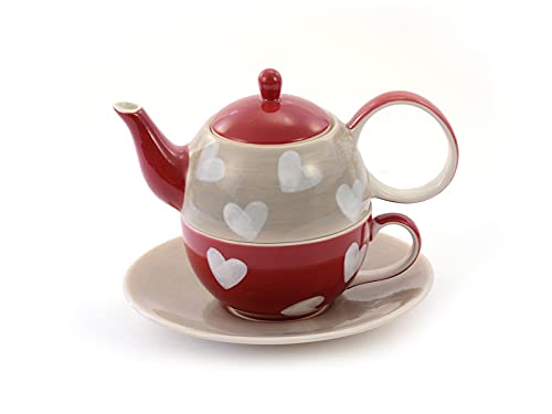 teemando® Tea for one Set Corazon Keramik, 4-teilig Kanne: 0,4 l, Tasse: 0,2 l