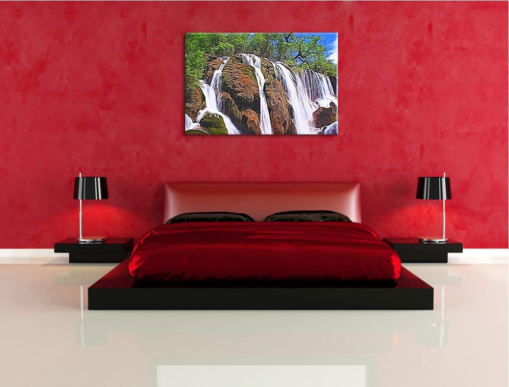 Wasserfall abstrakt Format: 120x80 auf Leinwand, XXL riesige Bilder fertig gerahmt mit Keilrahmen, K