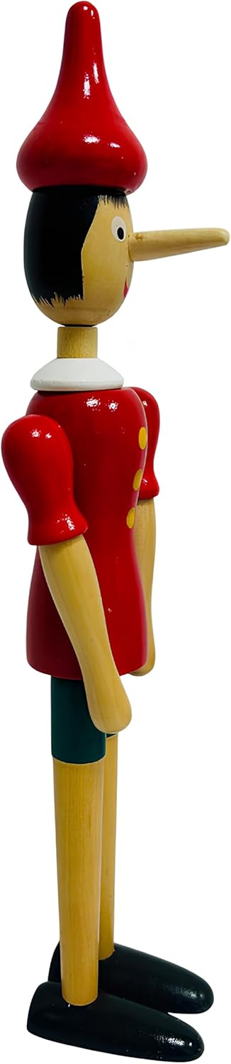 Pinocchiio aus Massivholz, 30 cm, beweglich, Handpuppe aus Holz, bemalt, Höhe 30 cm, mit Beinen, Arm