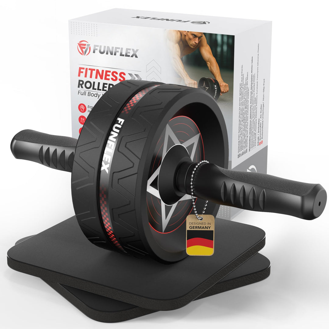 FUNFLEX Bauchroller - Bauchmuskeltrainer Set - Oberkörpertrainings Pack - Home Gym Equipment - Heimf