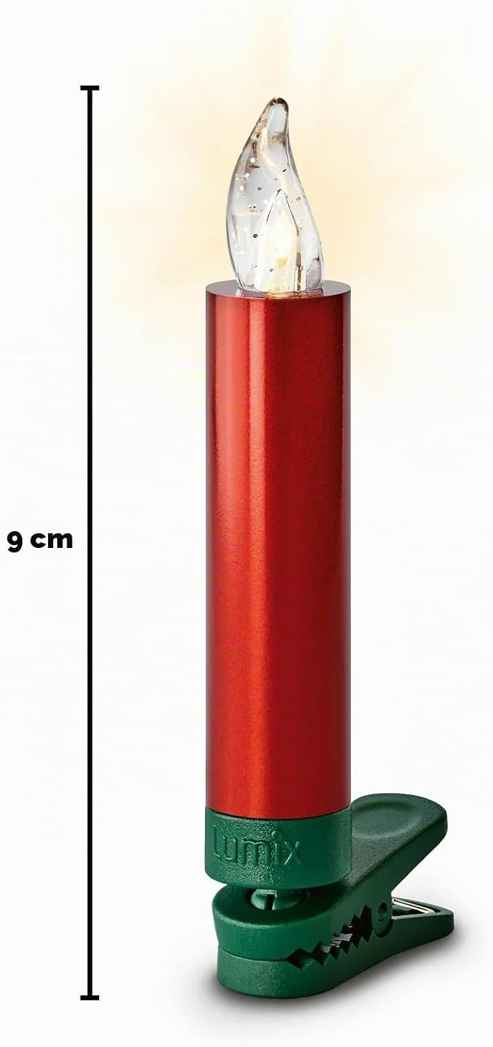 Lumix Kabellose LED Christbaumkerzen Superlight Mini Metallic Rot Erweiterungs-Set mit 6 Kerzen, Art