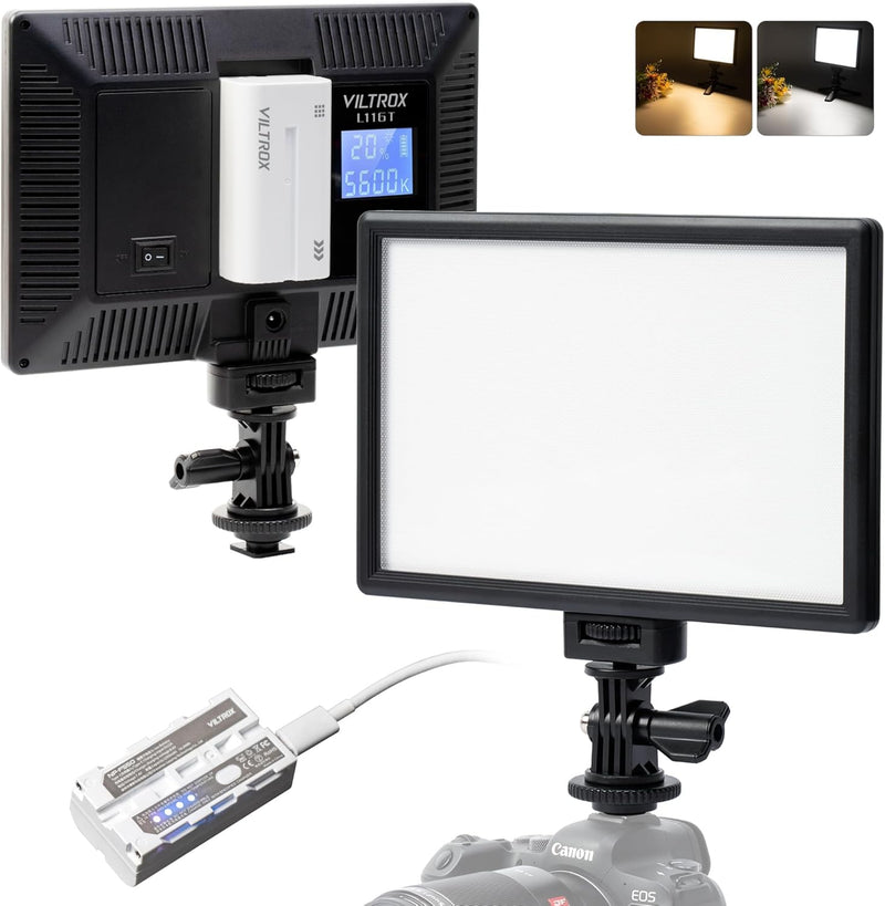 VILTROX L116T 5600K / 3300K LED Licht Panel Dimmbare Video Licht Kit für DSLR Kamera ( ohne Akku)