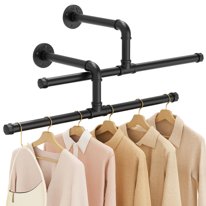 Yawinhe Industrierohr Kleiderstangen, 51cm Kleiderständer für die Wand, Rustikale Kleideraufbewahrun
