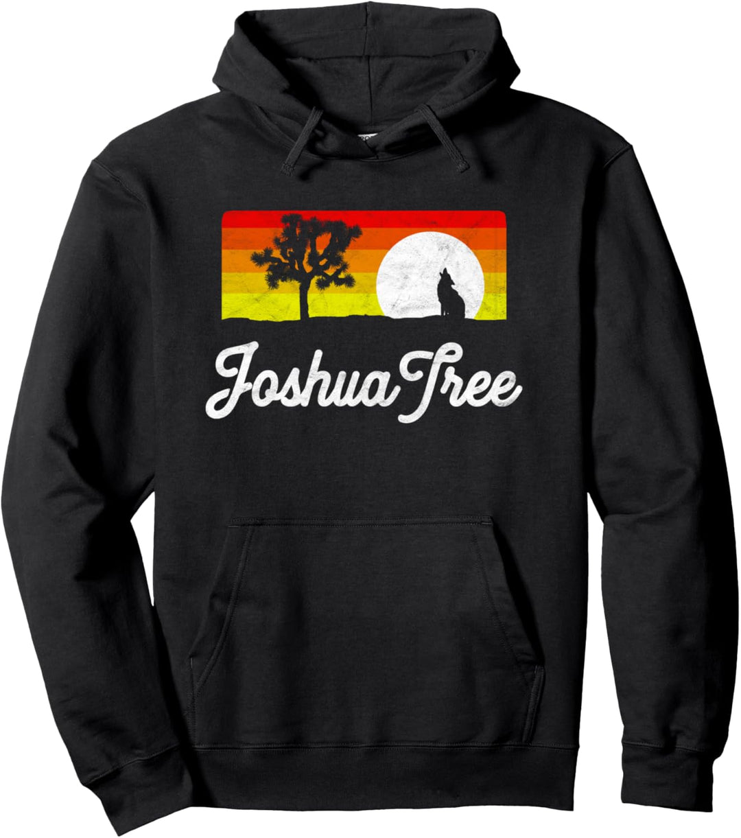 Howling Coyote Joshua Tree National Park Vintage Moon Pullover Hoodie