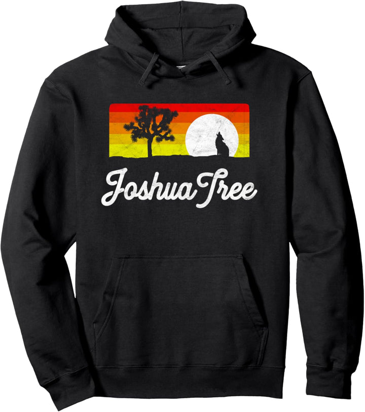 Howling Coyote Joshua Tree National Park Vintage Moon Pullover Hoodie