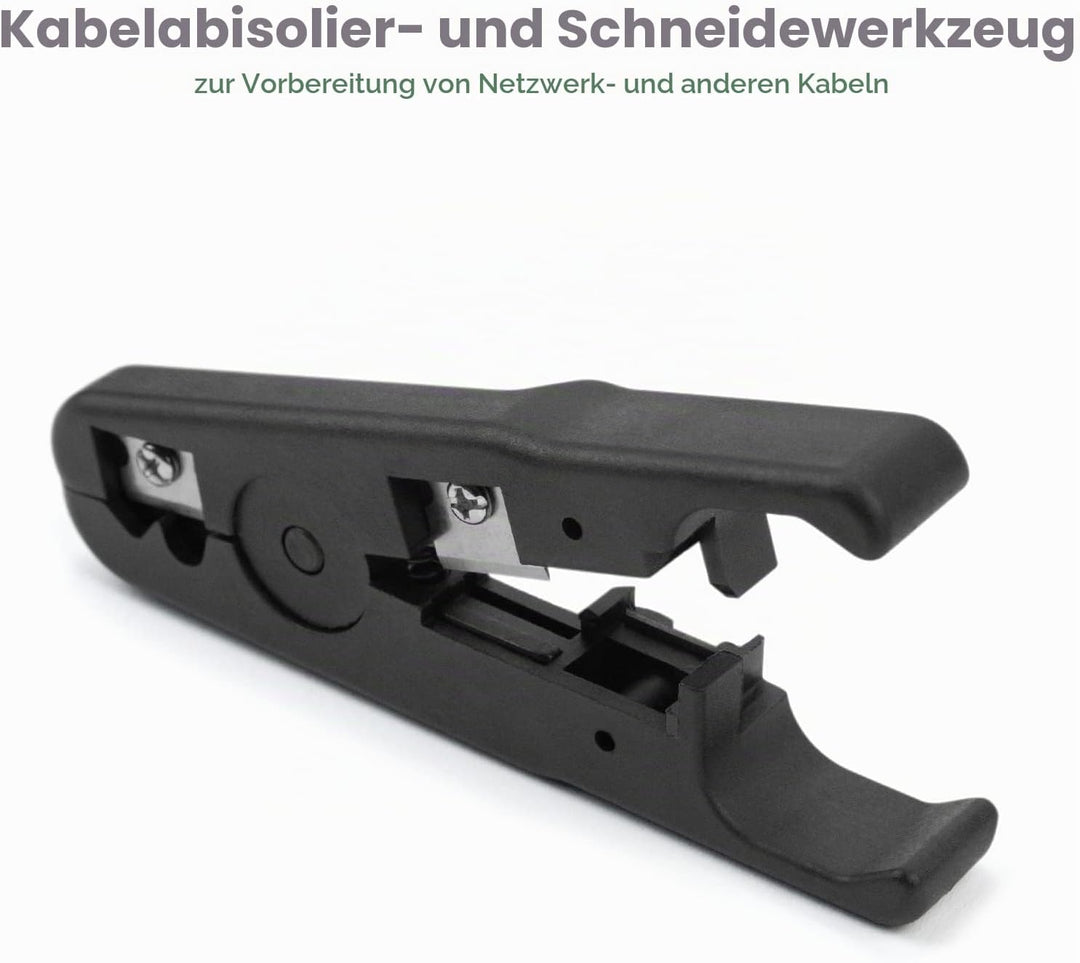 deleyCON Netzwerk Werkzeug Set 4-teilig mit Tasche LSA Auflegewerkzeug Abisolierzange Kabeltester Cr