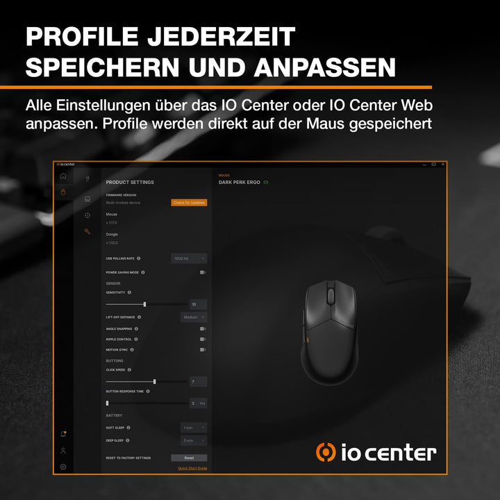 be quiet! Dark Perk Ergo PC Gaming Maus, 55 g leicht, extrem Lange Akkulaufzeit, 8.000 Hz Abtastrate