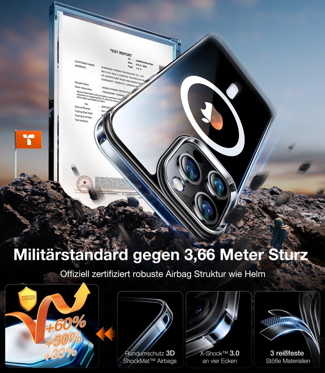 TORRAS Clear-Mag für iPhone 15 Pro Hülle für MagSafe Nr.1 Schutzkraft und Magnetkraft Handyhülle iPh