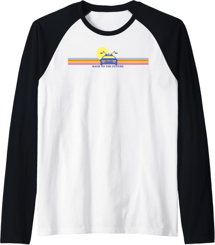 Back To The Future Delorean Retro Chest Stripes Raglan