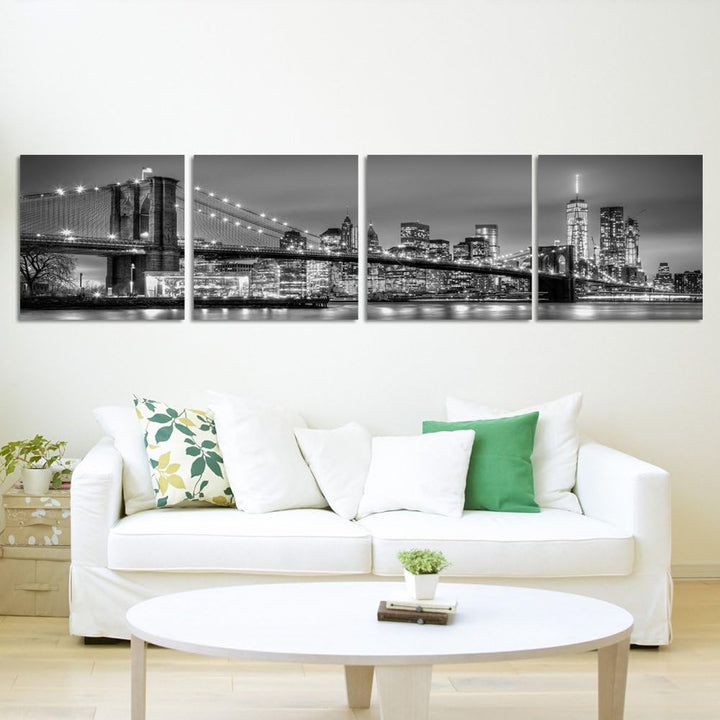 Feeby Frames Leinwandbild Bilder Wand Bild 4 Teile Panoramabild Wandbilder Kunstdruck 20x80 cm BROOK