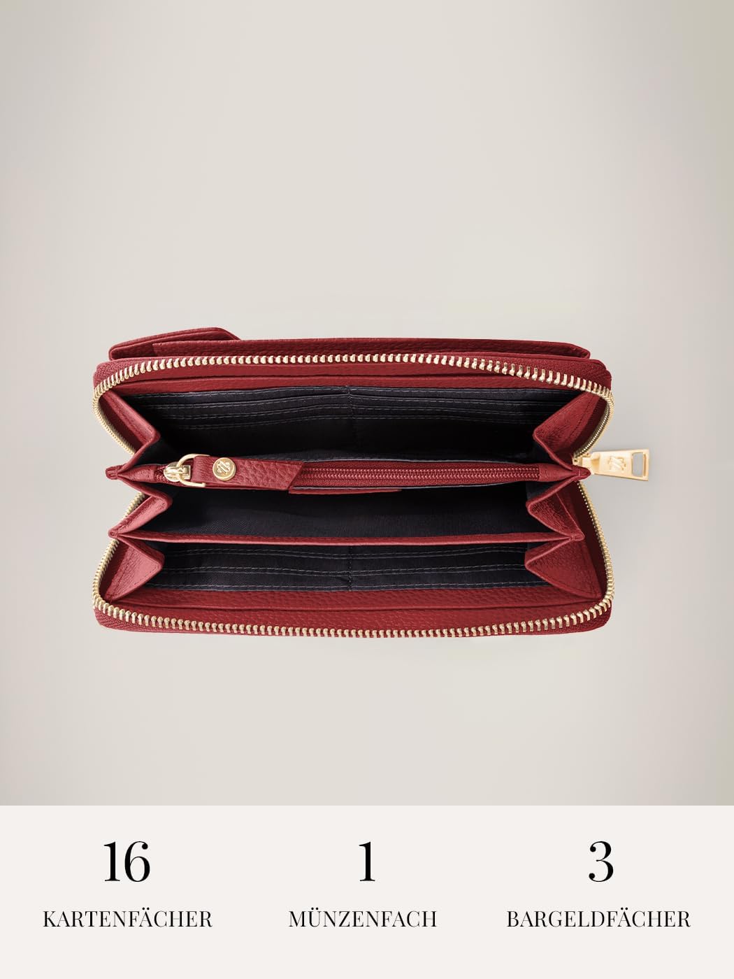 Lazarotti Bologna XL Leder Damen-Geldbörse &amp; Handytasche (2-in-1) | 16 Kartenfächer | zum Umhängen m