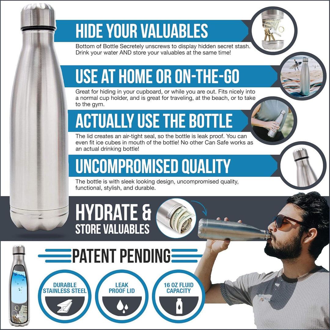 Stash-it Diversion Wasserflasche aus Edelstahl mit verstecktem Platz für diskreter Köder, für Reisen