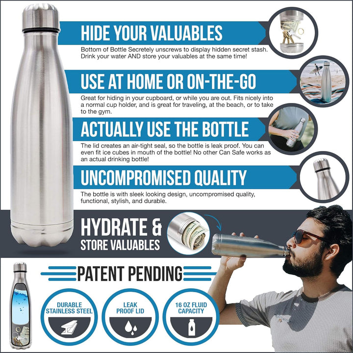 Stash-it Diversion Wasserflasche aus Edelstahl mit verstecktem Platz für diskreter Köder, für Reisen
