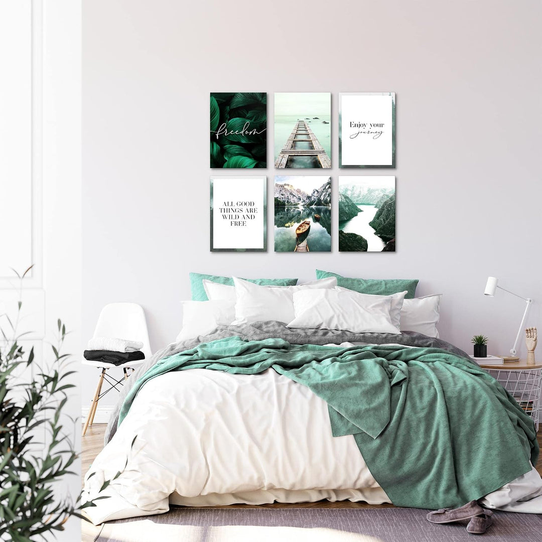 Novart Wandbilder - KEIN EXTRA RAHMEN BENÖTIGT - Wohnzimmer Schlafzimmer - Bilder Modern Berge und S
