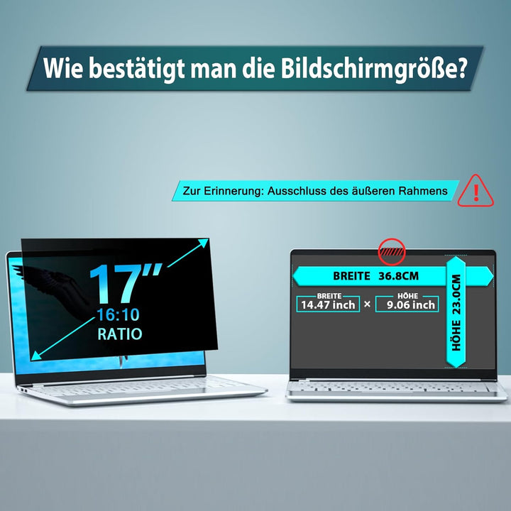 STARY Sichtschutzfolie Laptop 17 Zoll 16:10 Blickschutzfilter, Anti-Blaulicht, Anti-Glare, abnehmbar